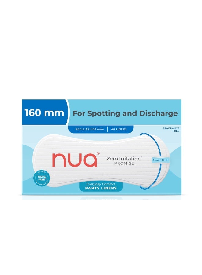 Nua Panty Liner for Women, Everyday Comfort, Soft & Breathable Pantyliners for Women – 160mm Long (40 Liners) - Image 1