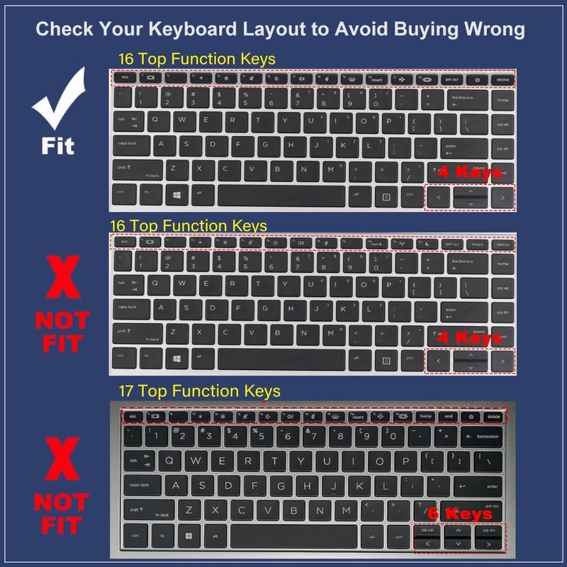 Oaky غطاء واقي للوحة المفاتيح متوافق مع HP Probook 14 بوصة 440 G8 G9 | HP Probook 445 G8 G9 | HP Probook 640 G7 G8 لابتوب 14 بوصة 2023-2021 - سيليكون أسود - Image 2