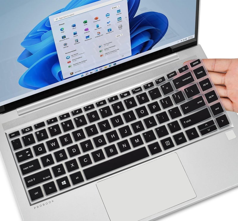 Oaky غطاء واقي للوحة المفاتيح متوافق مع HP Probook 14 بوصة 440 G8 G9 | HP Probook 445 G8 G9 | HP Probook 640 G7 G8 لابتوب 14 بوصة 2023-2021 - سيليكون أسود - Image 1