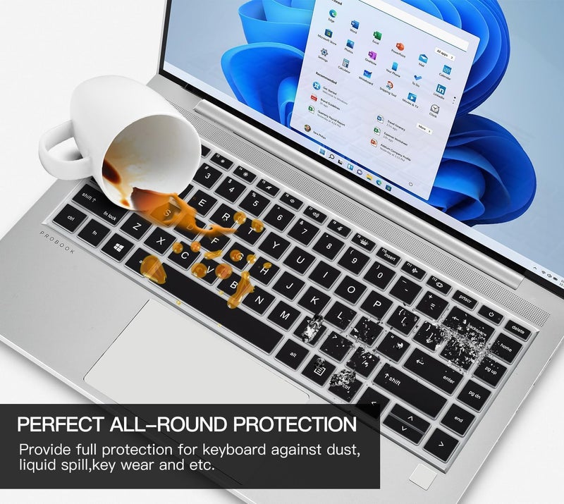 Oaky غطاء واقي للوحة المفاتيح متوافق مع HP Probook 14 بوصة 440 G8 G9 | HP Probook 445 G8 G9 | HP Probook 640 G7 G8 لابتوب 14 بوصة 2023-2021 - سيليكون أسود - Image 4