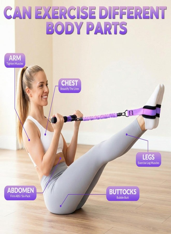 kullder Upgraded Multifunction Pedal Resistance Band with Handle, 3 Tube Adjustable Resistance Bands, Full Body Fitness Exercise Equipment for Abdomen, Waist, Arm, Core/ABS, Leg, Physical Therapy (Purple) - Image 3
