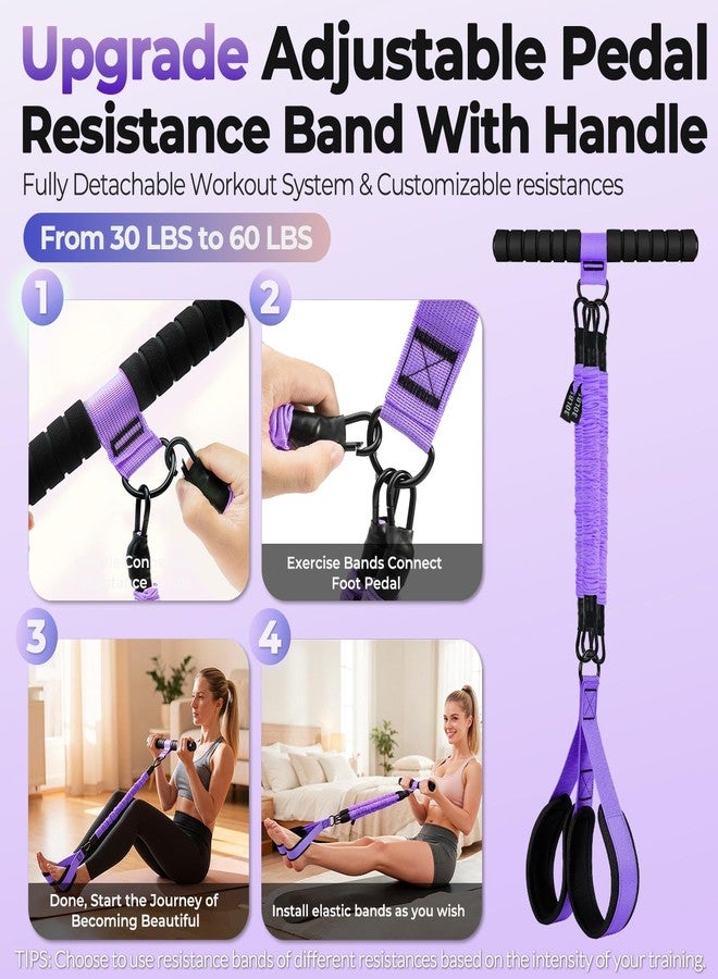 kullder Upgraded Multifunction Pedal Resistance Band with Handle, 3 Tube Adjustable Resistance Bands, Full Body Fitness Exercise Equipment for Abdomen, Waist, Arm, Core/ABS, Leg, Physical Therapy (Purple) - Image 2