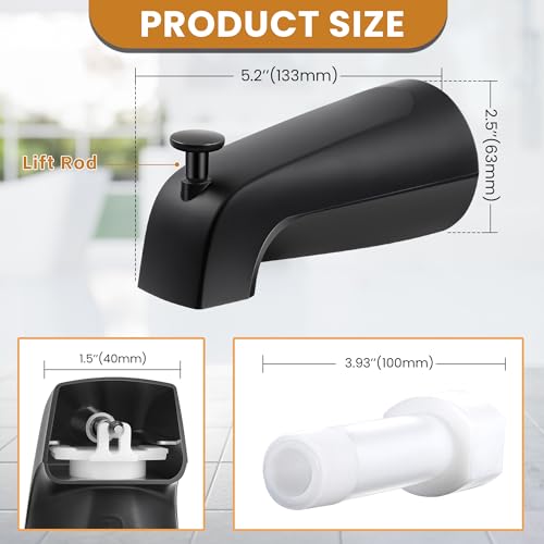 Dreyoo Tub Spout Universal Fits 12 Copper Pipe 12 IPS and 34 IPS Bathroom Bathtub Faucet with Adapters and Hex WrenchMatte BlackSimple - Image 3