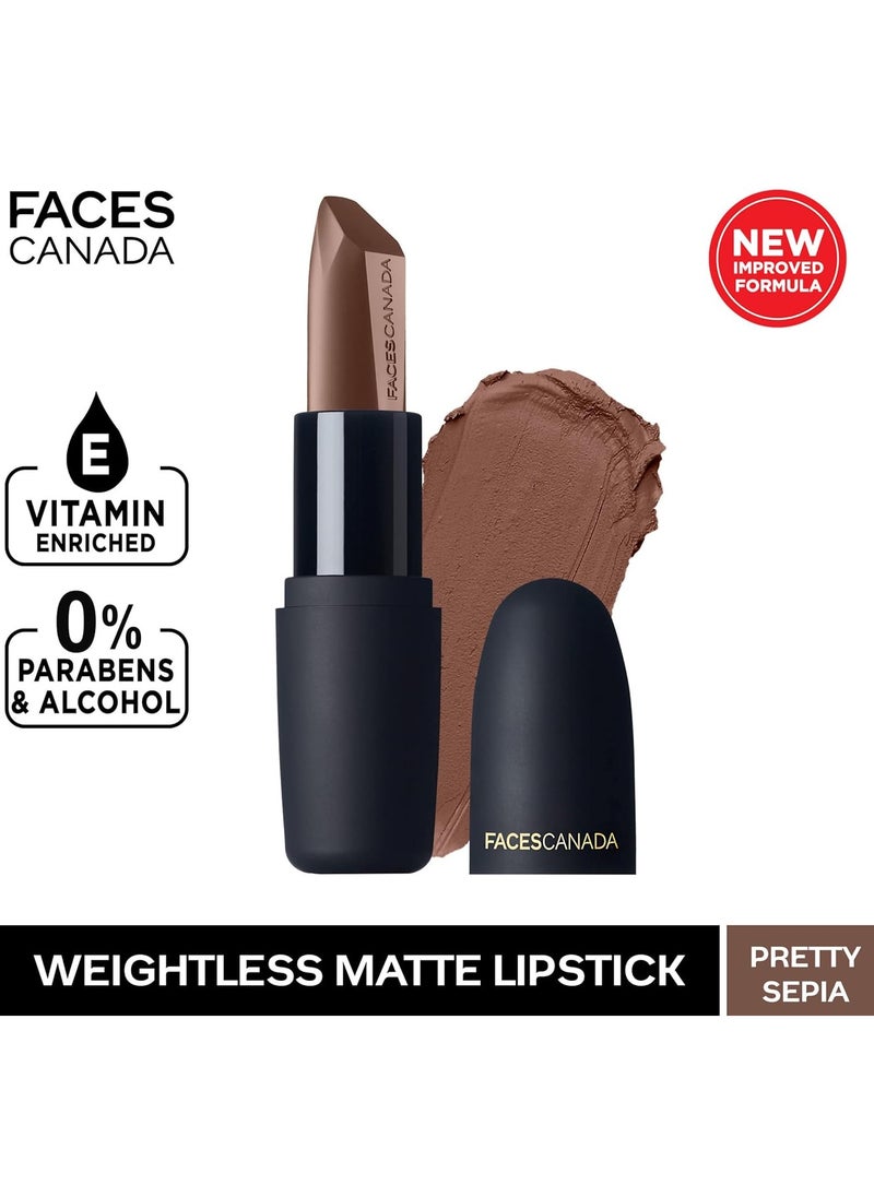 Facescanada - FACES CANADA Weightless Matte Lipstick Pretty Sepia 08 Brown 4.5g - Image 1