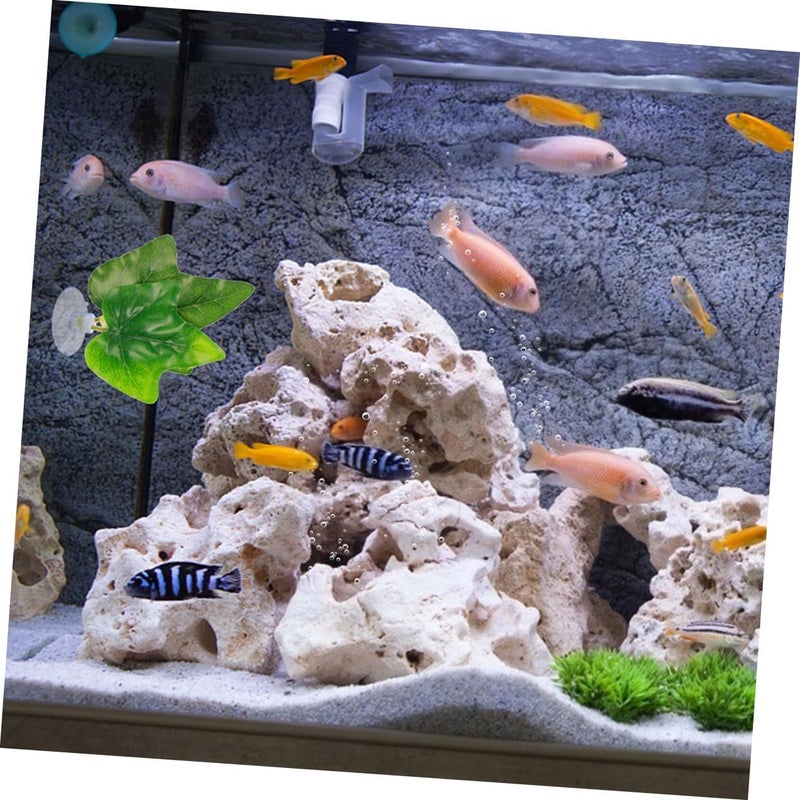 10pcs Aquarium Plastic Leaves Fish Spawning Ground Pads Artificial Fish Tank Resting Beds Decorative Simulation Leaves with Suction Cup for Betta Tank Accessories Random Style - Image 3