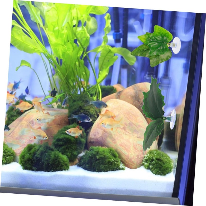 10pcs Aquarium Plastic Leaves Fish Spawning Ground Pads Artificial Fish Tank Resting Beds Decorative Simulation Leaves with Suction Cup for Betta Tank Accessories Random Style - Image 5