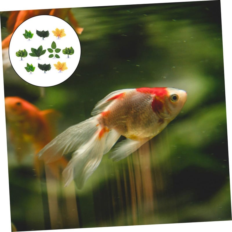 10pcs Aquarium Plastic Leaves Fish Spawning Ground Pads Artificial Fish Tank Resting Beds Decorative Simulation Leaves with Suction Cup for Betta Tank Accessories Random Style - Image 4