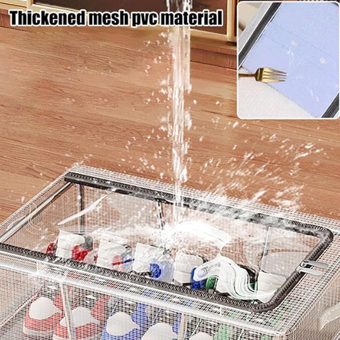 Scaroal Transparent Waterproof PVC Shoe Organizer with Lid Dustproof Underbed Storage Box 27L Under Bed Shoe Storage Bag 1PC - Image 4