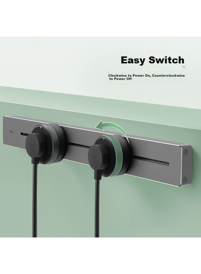 Bull Surface-mounted Track Socket, Mini Movable Wall Socket, Wall-mounted Power Strip/extension Cord, Multifunctional No-opening Required, 75cm + 4 Five-hole Sockets, Gb1a Gray - Image 4