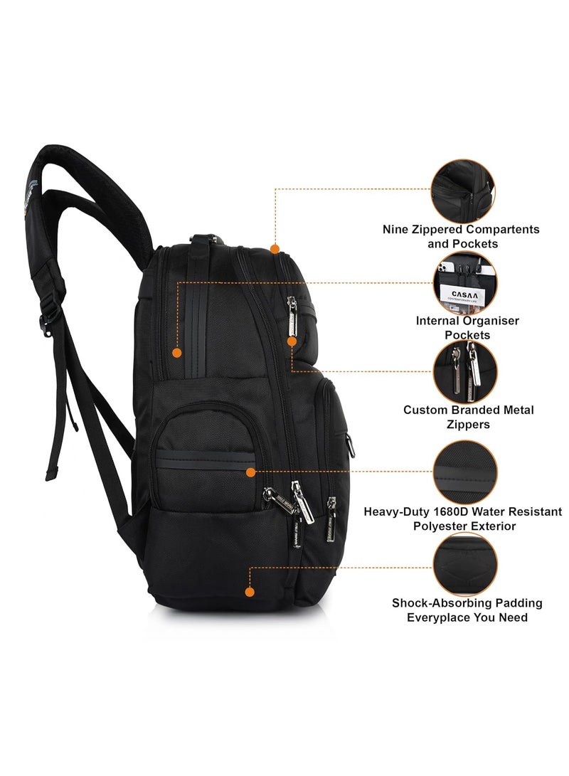 هاف مون Half Moon Orion Business Backpack for 30L Heavy Duty Premium Laptop Backpack 1680D Polyester 15.6-inch Padded Laptop Bag Water/Scratch-resistant Multiple Pockets with 1 Year Warranty - Image 2