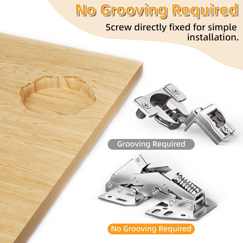Chibery 4 Pack 90Â° RV Cabinet Hinges, Heavy Duty Surface Mount Soft Close Accessories, Face Frame & Frameless, Self Closing, No Pre-Drilled Cup Hole for Cabinets, Camper Van, Trailer, Vehicle-Mounted - Image 2