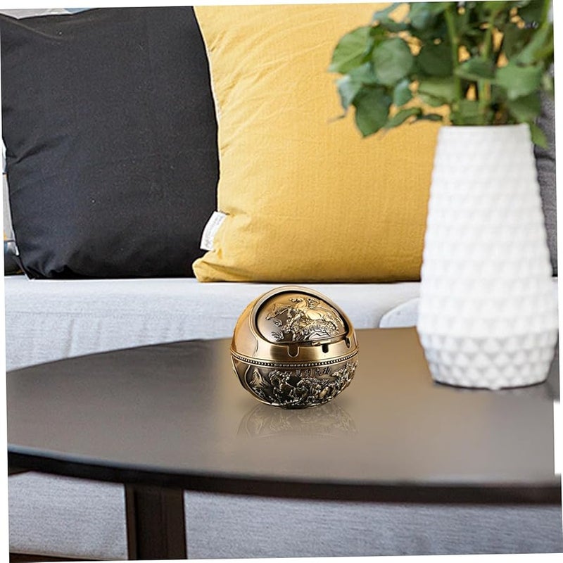 منفضة سجائر معدنية قديمة بغطاء محمولة مقاومة للرياح للمنزل السيارة المكتب - Image 5