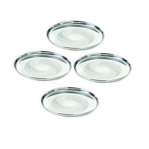 Neelam Stainless Steel 11, 22 Gauge, Diamond Buffet Plate, 25 cm, Set of 12, Perfect for Daily Usage, Dishwasher Safe, Plates for Home, Cafe, Restaurants, Parties, Long-Lasting, Easy to Clean, Sliver