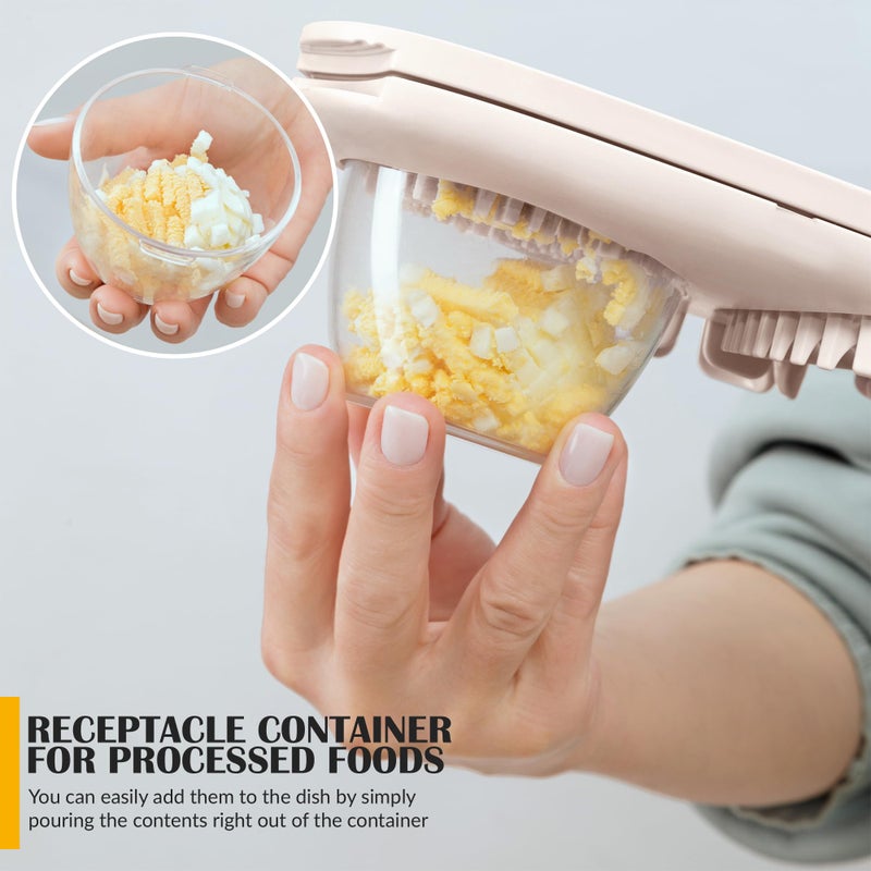 CraftyCrocodile Egg Slicer for Hard Boiled Eggs - 3 Slice Modes Egg Cutter, Heavy Duty, Stainless Steel Dicer - Kitchen Chopper Tool for Strawberry, Mushroom, Grape, Cherry Tomato - Light Beige - Image 4