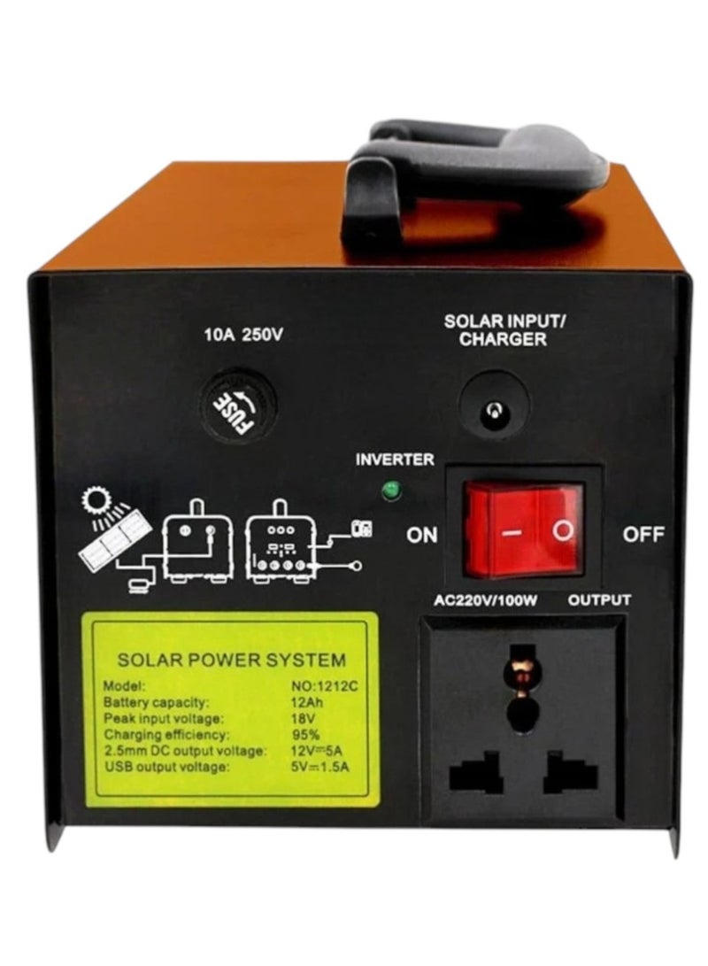 Easy Power Portable Power Station and Solar Panel, 2 USB Output 4 DC Output With LED Bulbs Solar Generator for Backup Power suitable for camping and trips. - Image 2