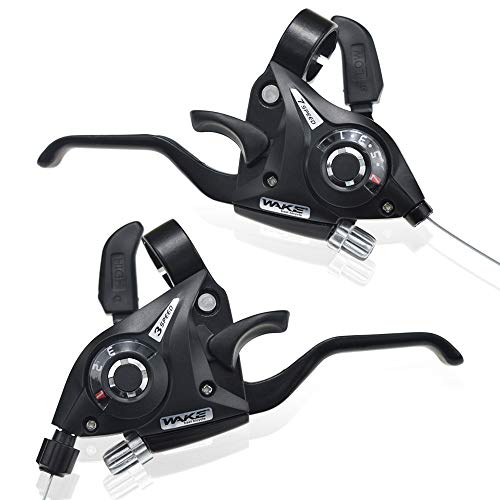 CYSKY 1 Pair 3x7 / 3x8 Speed Bike Brakes Levers Shifters with Gear Indicator and Brake Cables Compatible with Mountain Bike, Road Bike (3 x 7 Speed) - Image 1