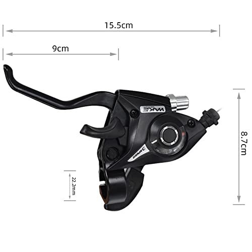 CYSKY 1 Pair 3x7 / 3x8 Speed Bike Brakes Levers Shifters with Gear Indicator and Brake Cables Compatible with Mountain Bike, Road Bike (3 x 7 Speed) - Image 2