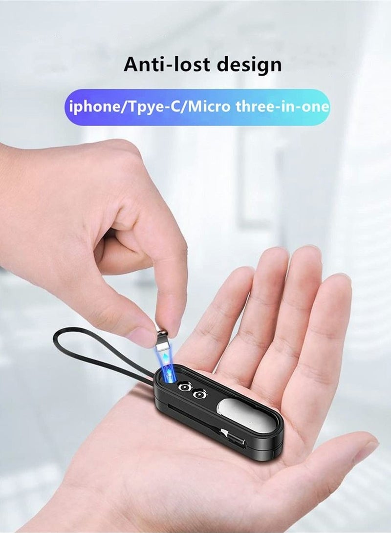 Captaintech Charging Cable Magnetic 3-in-1 with Micro Night Light and Mobile Phone Holder Retractable Magnetic USB Data Cable for iOS Android tpye-c Phone (White) - Image 4