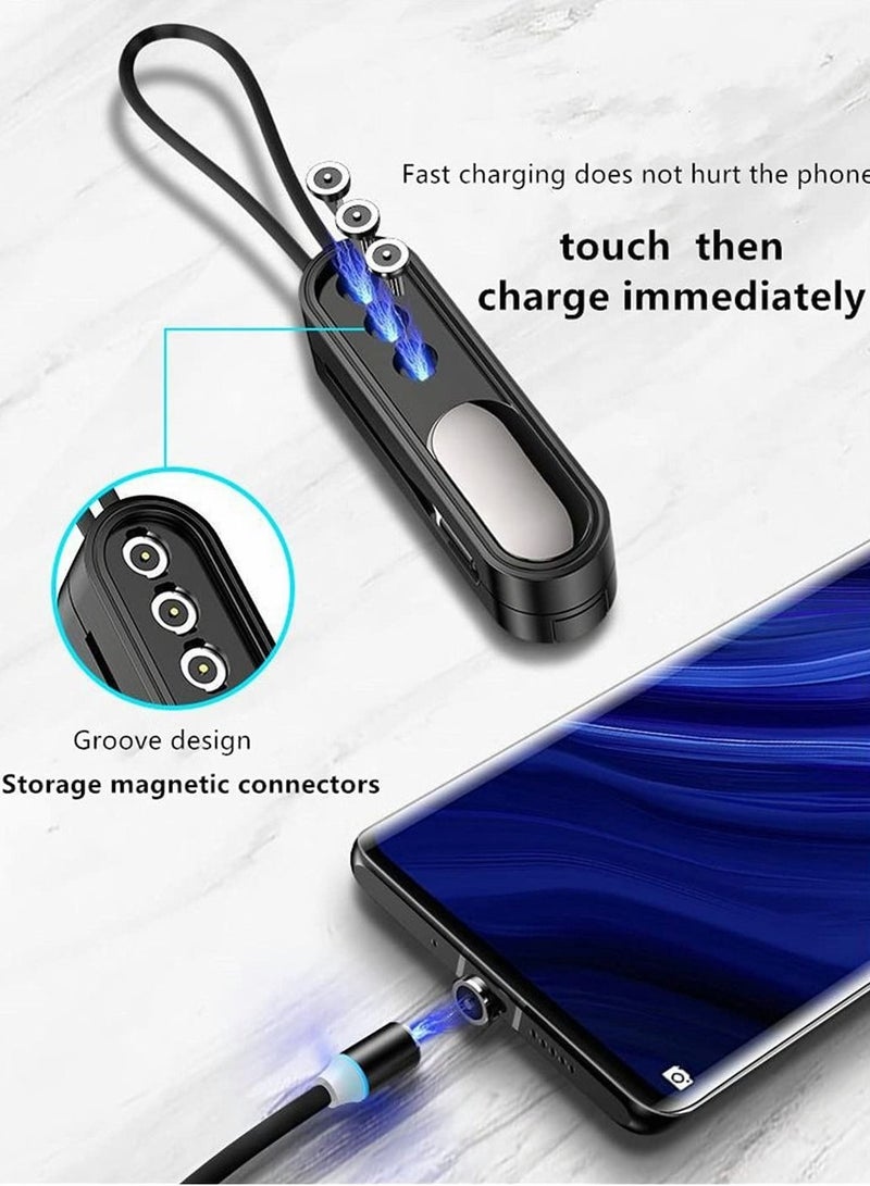 Captaintech Charging Cable Magnetic 3-in-1 with Micro Night Light and Mobile Phone Holder Retractable Magnetic USB Data Cable for iOS Android tpye-c Phone (White) - Image 2