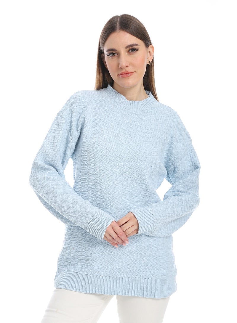 سيزار بلوفر صوف حريمي سادة برقبه دائرية  وتصميمات متعددة - Image 1