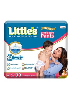 Little's Baby Diapers M Size (Medium) Pants Style | 7-12 Kg | 72 Count - Pack Of 1 | Super Jumbo Baby Diaper With Leakage Guard, Wetness Indicator & 12 Hours Absorption  - Image 1