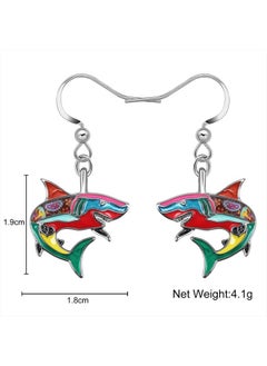 Newei Cute Enamel Whale Octopus Jellyfish Shark Earrings Dangle Jewelry for Women Sea Animals Gifts (Multi Shark)  - Image 5