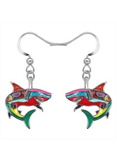 Newei Cute Enamel Whale Octopus Jellyfish Shark Earrings Dangle Jewelry for Women Sea Animals Gifts (Multi Shark)  - Image 1