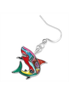 Newei Cute Enamel Whale Octopus Jellyfish Shark Earrings Dangle Jewelry for Women Sea Animals Gifts (Multi Shark)  - Image 4