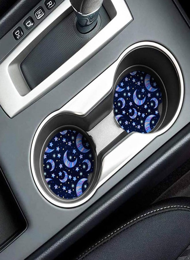 Art Plates - Super Absorbent Car Coasters - Set of Two, 3 Inch Round, Trim-to-Fit Cup Holder Coasters - Thin & Flexible - Ideal for All Car and Truck Models - Colorful Crescent Moons - Made in USA - Image 3