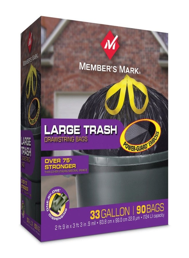 Member's Mark Member's Mark 33-Gallon Power-Guard Drawstring Trash Bags 90 Ct