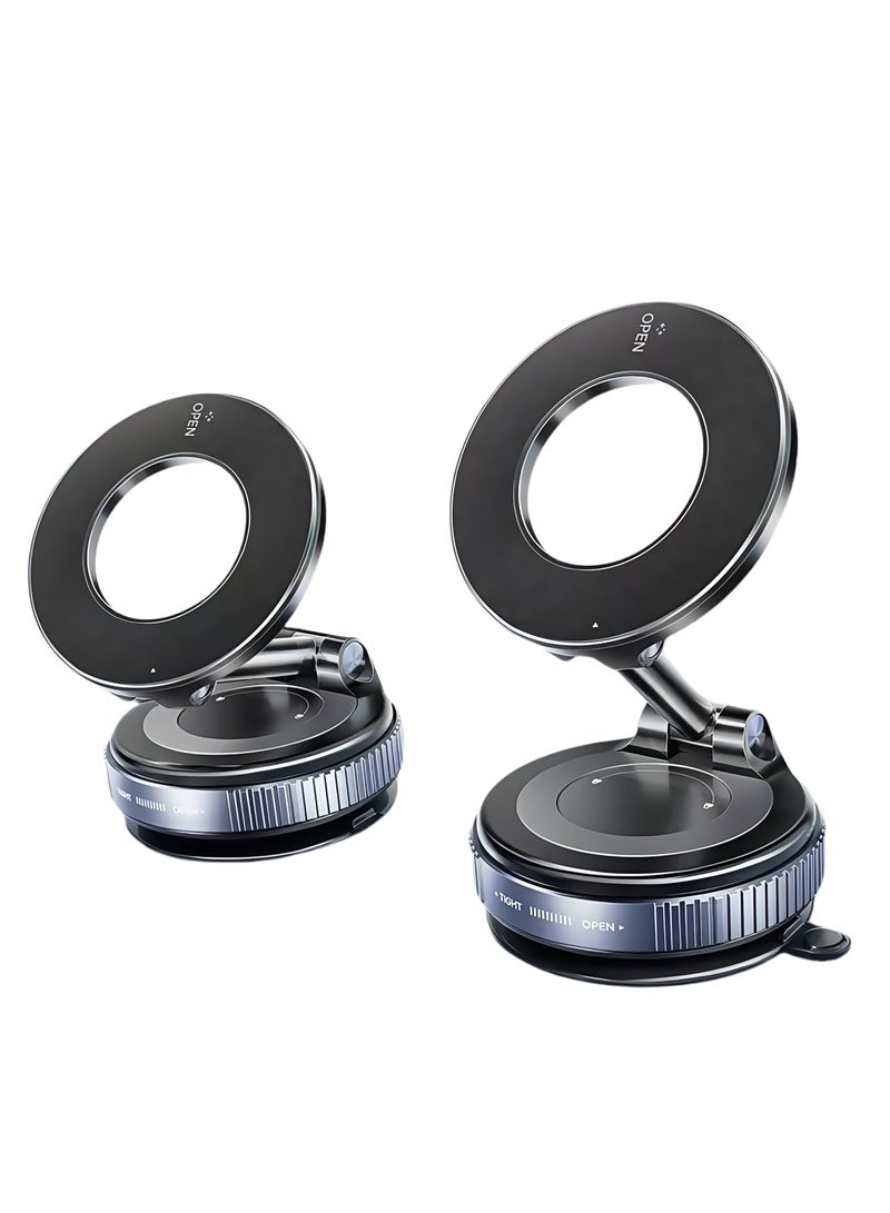 Pro-Grip Suction 360° Magnetic Phone Holder for Car | Sand-Resistant Vacuum Base | MagSafe & All Smartphones | Sleek Black Minimalist Design - Image 1