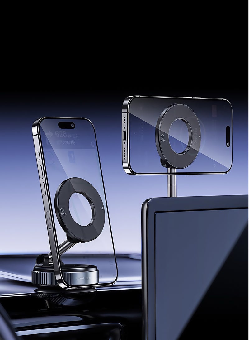 Pro-Grip Suction 360° Magnetic Phone Holder for Car | Sand-Resistant Vacuum Base | MagSafe & All Smartphones | Sleek Black Minimalist Design - Image 3