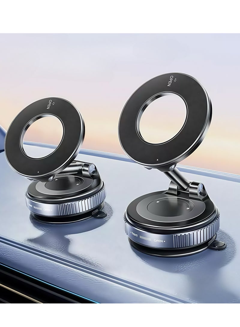 Pro-Grip Suction 360° Magnetic Phone Holder for Car | Sand-Resistant Vacuum Base | MagSafe & All Smartphones | Sleek Black Minimalist Design - Image 5
