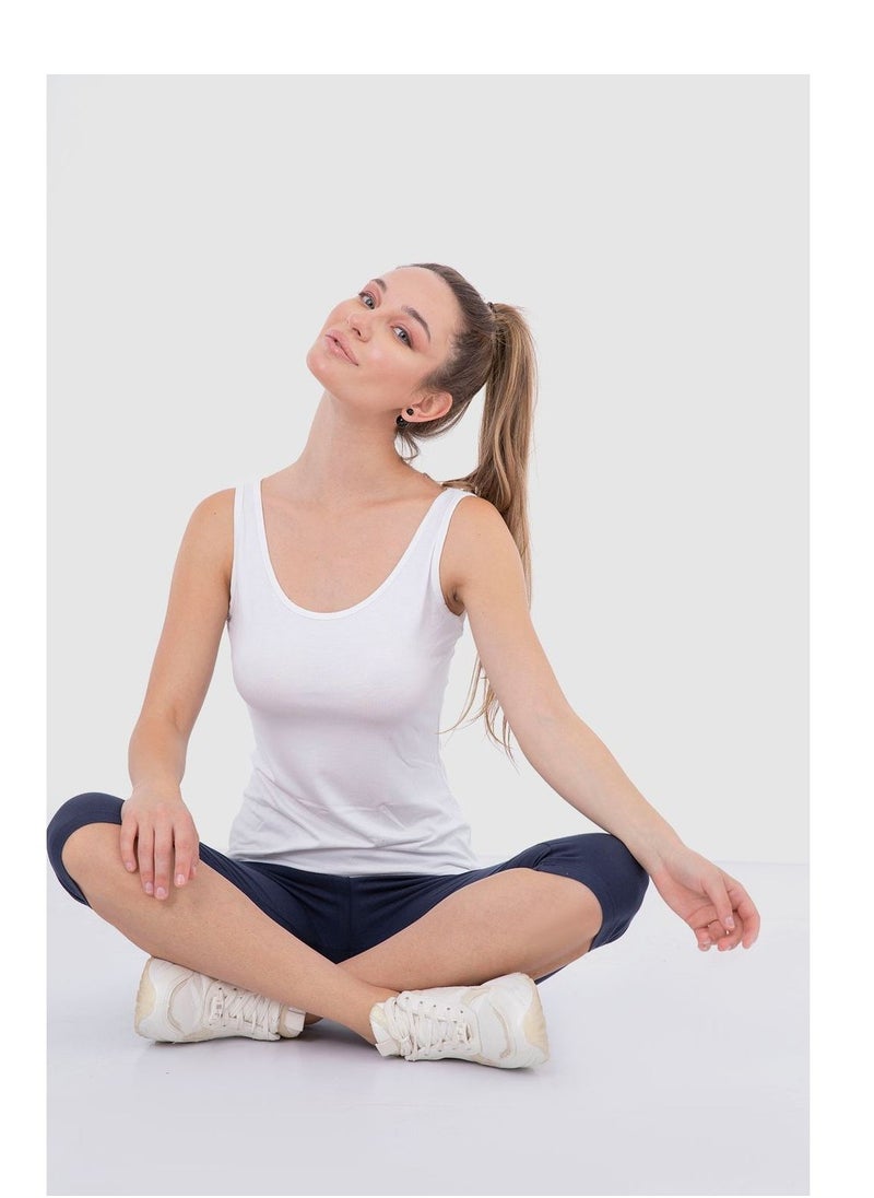 Mesery - Mesery Bundle Of Three Cotton Stretch Plain Tank Tops - White - Image 1