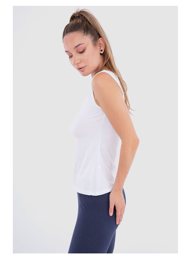 Mesery - Mesery Bundle Of Three Cotton Stretch Plain Tank Tops - White - Image 1