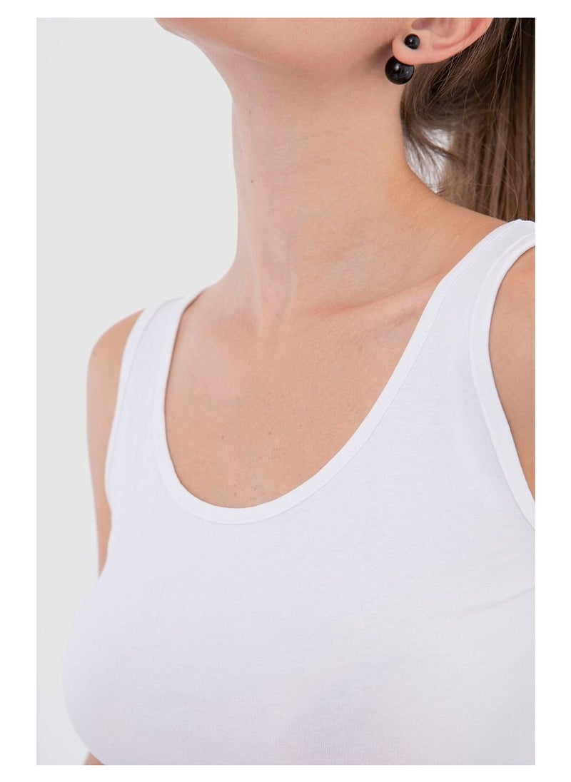 Mesery - Mesery Bundle Of Three Cotton Stretch Plain Tank Tops - White - Image 1