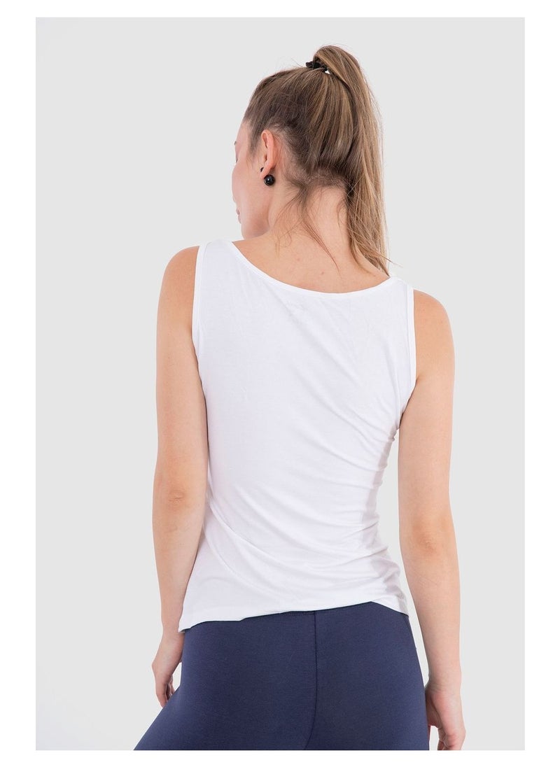 Mesery - Mesery Bundle Of Three Cotton Stretch Plain Tank Tops - White - Image 1