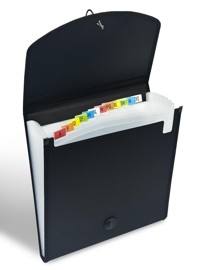 H4D 13-Pocket Accordion File Organizer with Mesh Pocket, Expanding File Folder with Tabs, Expandable Document Organizer for Home Office School, Letter Size, Black - Image 2