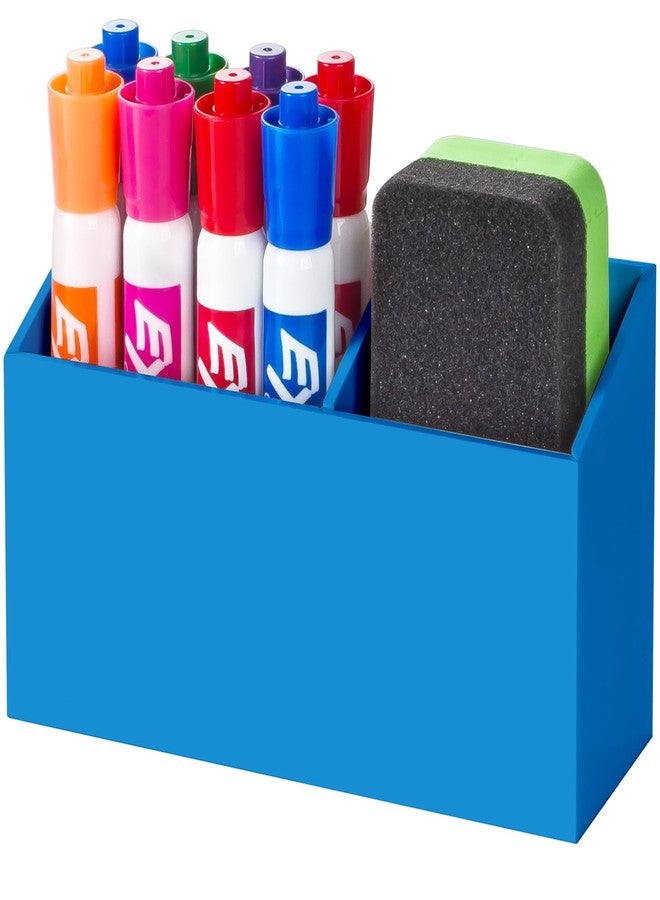 BEYGORM Magnetic Dry Erase Marker Holder for Whiteboard,Non-Slip Acrylic Magnet Pen Holder for Fridge Refrigerator,Locker Organizer for Work,Locker Accessories,Pencil Cup for Desk(Blue) - Image 1