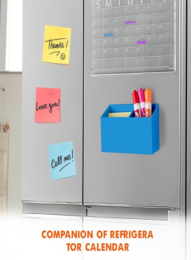BEYGORM Magnetic Dry Erase Marker Holder for Whiteboard,Non-Slip Acrylic Magnet Pen Holder for Fridge Refrigerator,Locker Organizer for Work,Locker Accessories,Pencil Cup for Desk(Blue) - Image 3