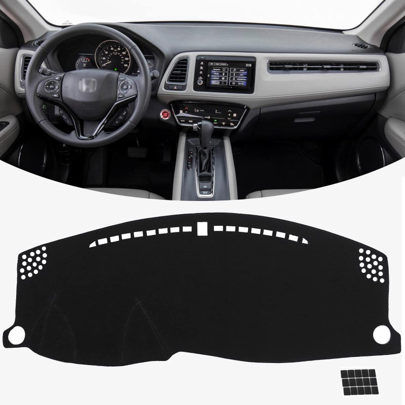 KEYOOG Dashboard Cover Dash Mat Fit for Honda HRV 20222016 Without HUD ModelsCar Dash Board Mat AntiGlare CarpetNonSlip Pad Sunshield Protector Black