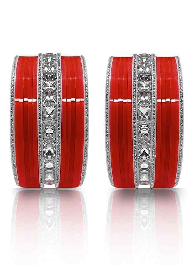 BANGLESKART طقم أساور تشودا البنجابية للعرائس من بانغلسكارت للنساء (طقم من قطعة واحدة) (لون عنابي،) (2.8) - Image 1