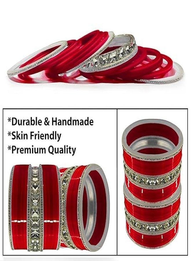 BANGLESKART طقم أساور تشودا البنجابية للعرائس من بانغلسكارت للنساء (طقم من قطعة واحدة) (لون عنابي،) (2.8) - Image 3