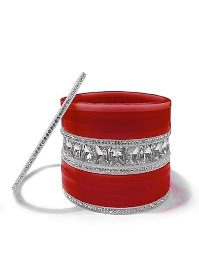 BANGLESKART طقم أساور تشودا البنجابية للعرائس من بانغلسكارت للنساء (طقم من قطعة واحدة) (لون عنابي،) (2.8) - Image 5