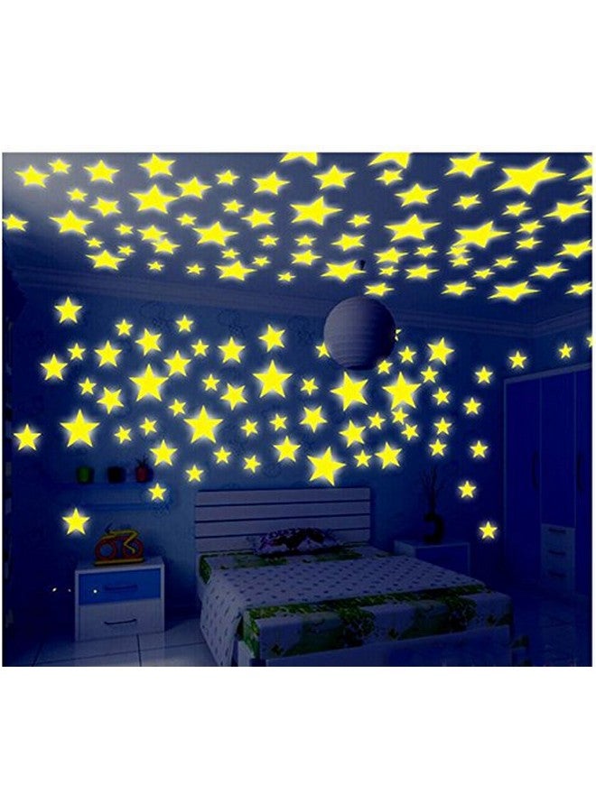 ASTRQLE 100pcs Mixed Coloured Luminous Fluorescent Stars Plastic Noctilucent Wall Stickers Decals for Bedroom Ceiling Wall Decoration Glow in The Dark Stars Stickers Decal for Baby Kid's Nursery Room - Image 2