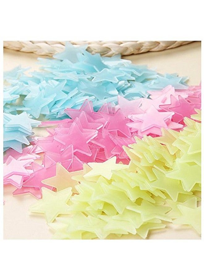 ASTRQLE 100pcs Mixed Coloured Luminous Fluorescent Stars Plastic Noctilucent Wall Stickers Decals for Bedroom Ceiling Wall Decoration Glow in The Dark Stars Stickers Decal for Baby Kid's Nursery Room - Image 5
