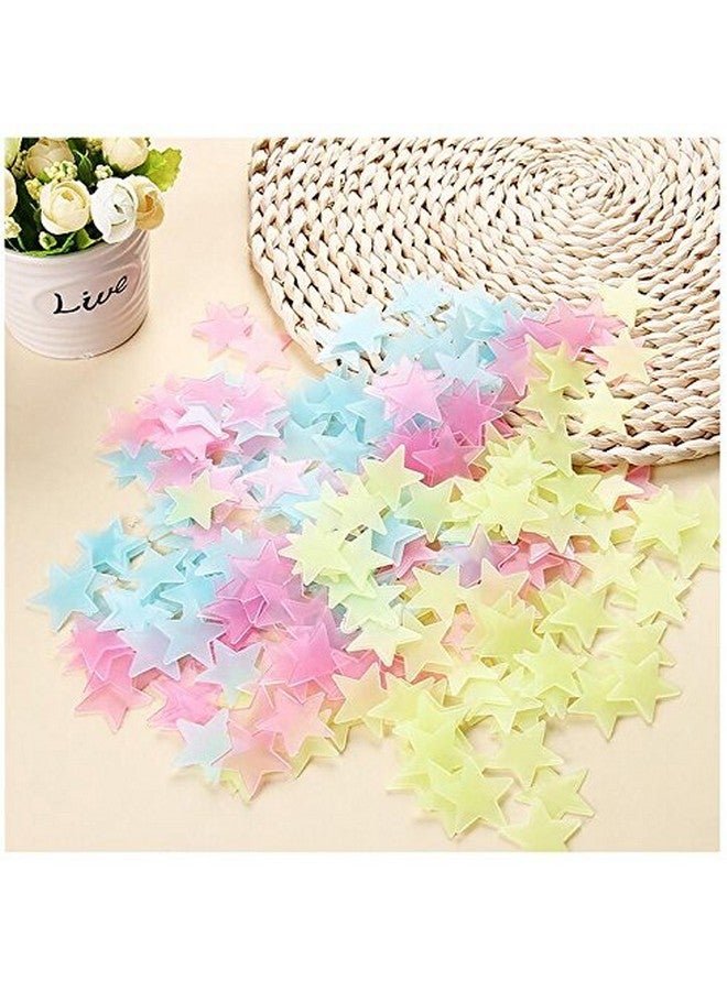 ASTRQLE 100pcs Mixed Coloured Luminous Fluorescent Stars Plastic Noctilucent Wall Stickers Decals for Bedroom Ceiling Wall Decoration Glow in The Dark Stars Stickers Decal for Baby Kid's Nursery Room - Image 4