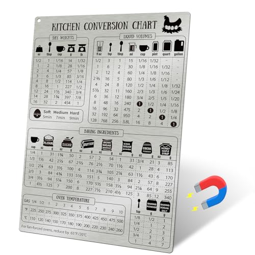 Magrooyar Kitchen Conversion Chart Magnet for Refrigerator, Stainless Steel Baking Ingredients Measurements for Baker, Vintage Kitchen Accessories Gadgets - Image 1