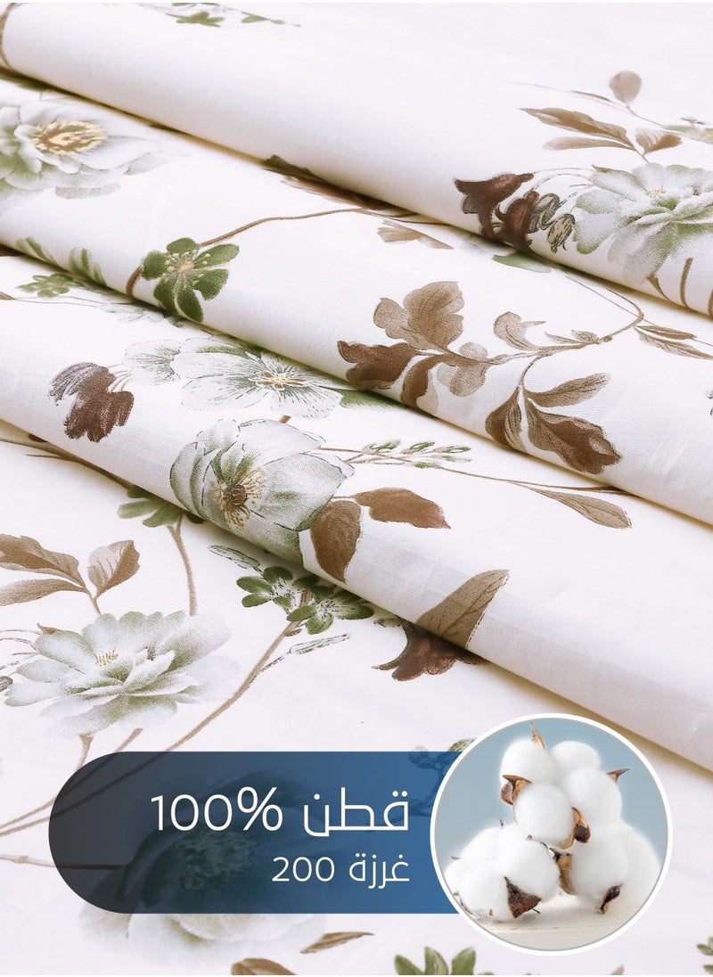 Master Home Textile Cotton Floral Comforter Sets, Fits 200 x 200 cm Double Size Bed, 9 Pcs, 100% Cotton 200 Thread Count, With Removable Filling, Veronica Series  - Image 3