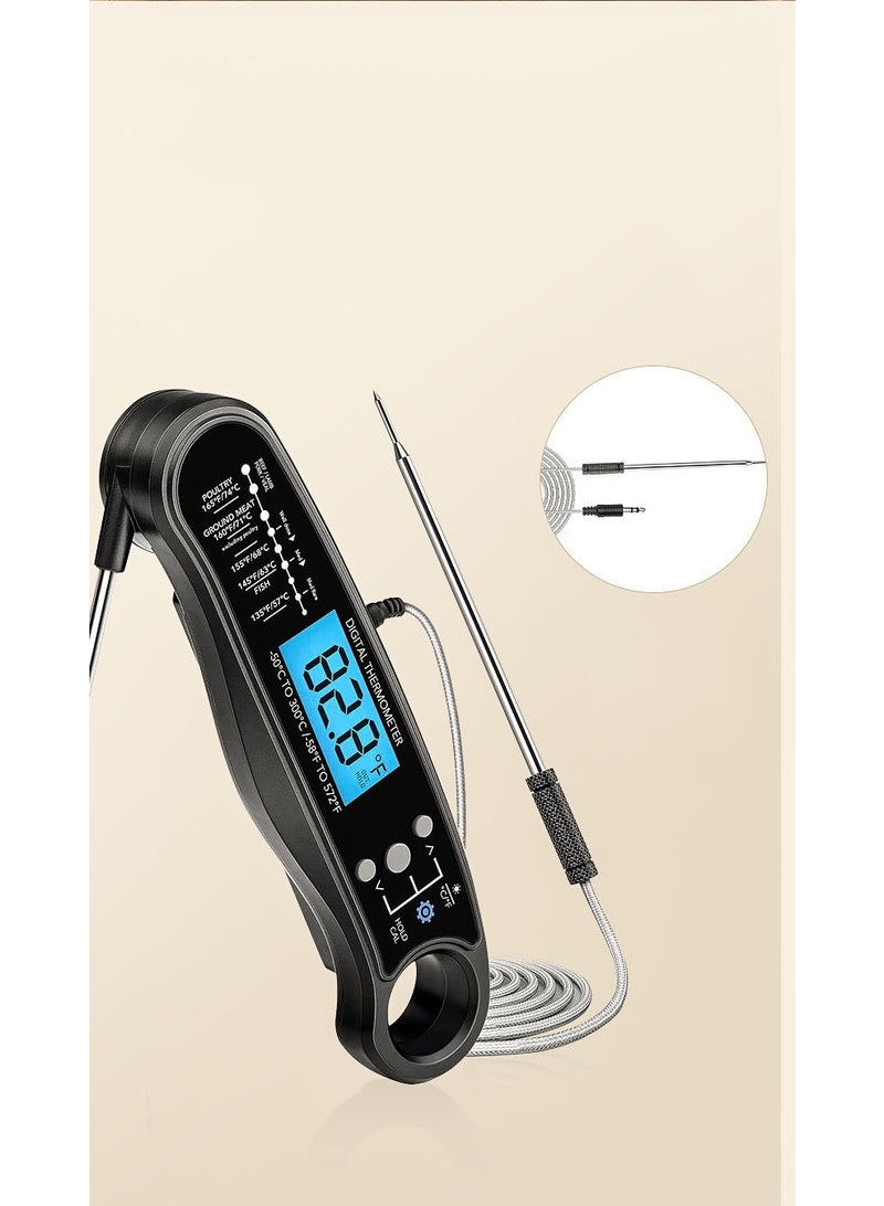 هومستر مقياس الحرارة الرقمي المزدوج للمطبخ -مقياس حرارة اللحم الذكي اللاسلكي مع الضوء الخلفي، قراءة فورية، تصميم قابل للطي، للشواء، القهوة، حليب الأطفال، شريحة لحم، درجة حرارة الحساء، مناسبة لجميع احتياجات الطهي، الأسود - Image 4